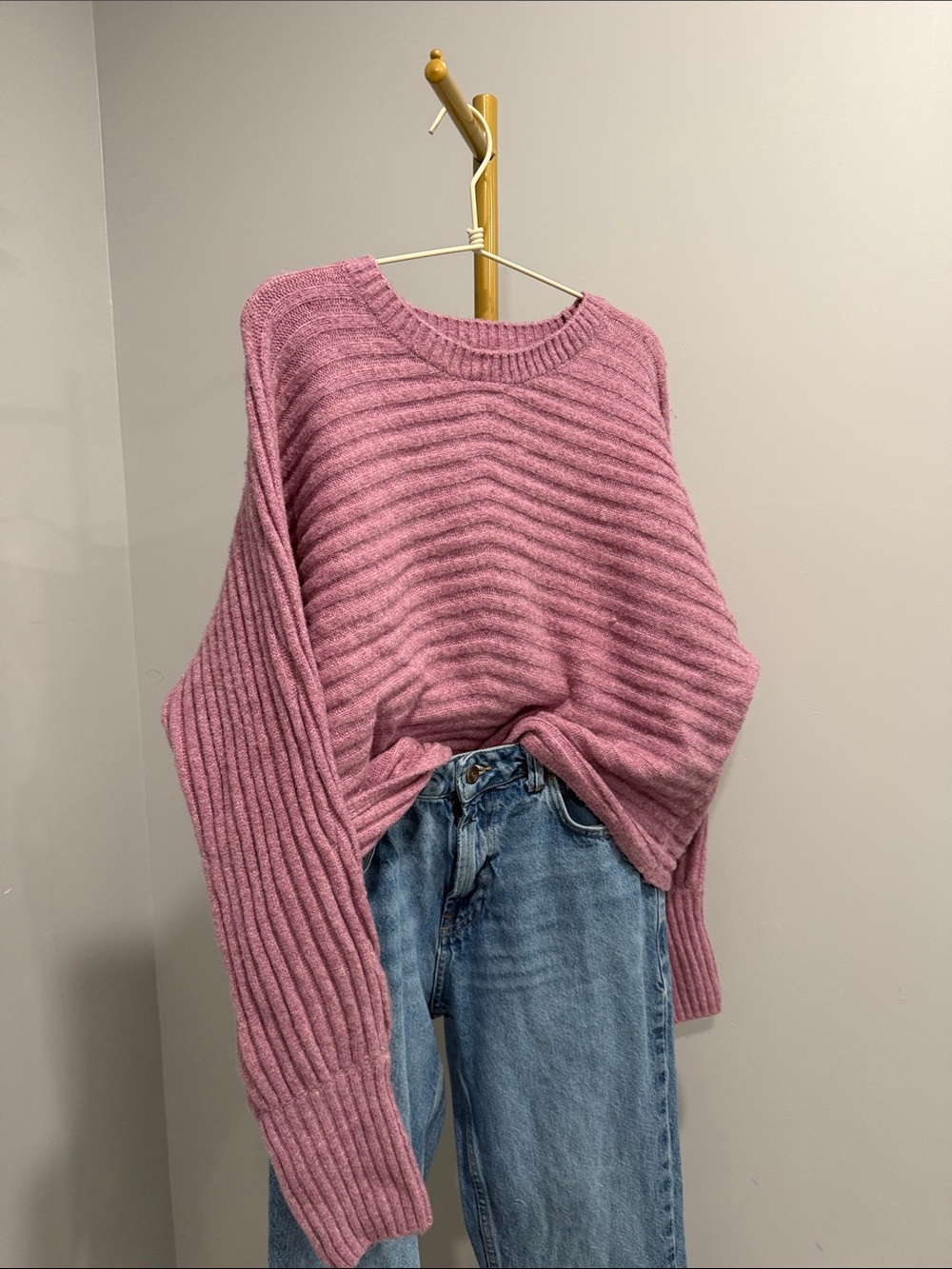 Hippie Rose Ribbed Crewneck Sweater - Dusty Rose